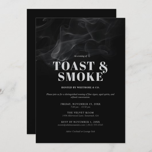 Uitnodiging voor toast en rook (Voorkant / Achterkant)