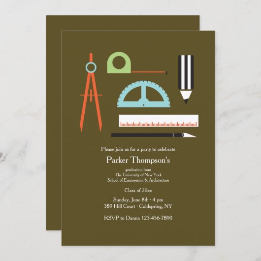 Uitnodiging voor tools voor architecten (Voorkant / Achterkant)