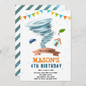 Uitnodiging voor Tornadoboy-feestje (Voorkant / Achterkant)