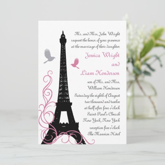 Uitnodiging voor Tortelduifjes-bruiloft (Staand voorkant)