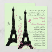 Uitnodiging voor Tortelduifjes bruiloft (groen) (Voorkant / Achterkant)