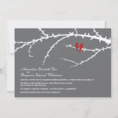 Uitnodiging voor Tortelduifjes bruiloft (rood) (Voorkant)