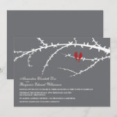 Uitnodiging voor Tortelduifjes bruiloft (rood) (Voorkant / Achterkant)