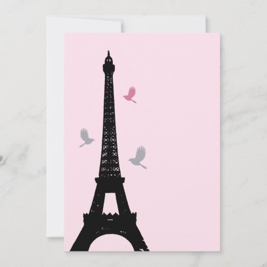 Uitnodiging voor Tortelduifjes bruiloft (roze) (Achterkant)