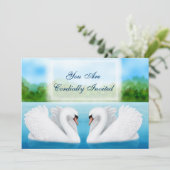 Uitnodiging voor Tortelduifjes Swans (Staand voorkant)