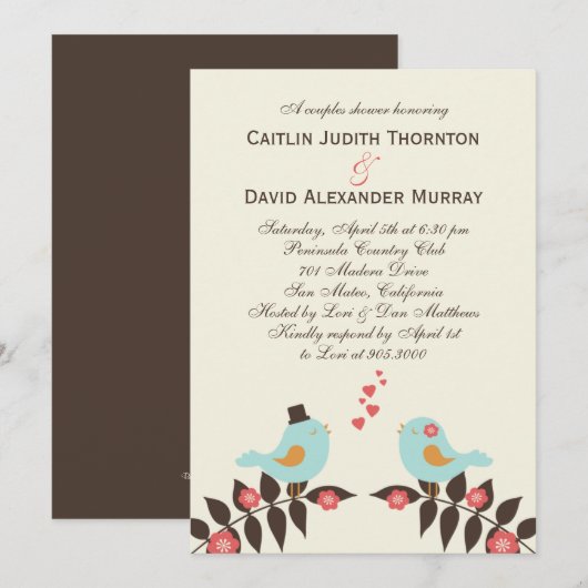 Uitnodiging voor Tortelduifjes Weddenschappen (Voorkant / Achterkant)