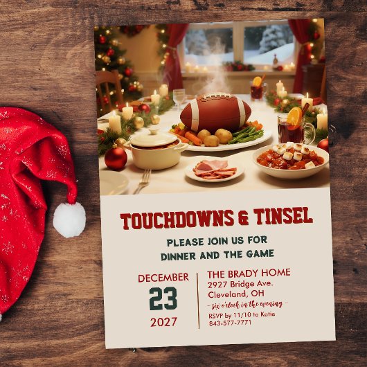 Uitnodiging voor Touchdowns en Kerstslingersdiner