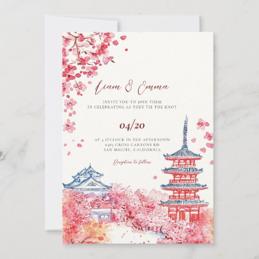 Uitnodiging voor traditionele Japanse landschapsbr (Voorkant)