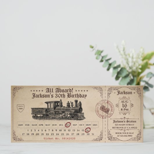  uitnodiging voor treinkaartjes (Staand voorkant)