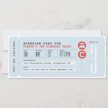 Uitnodiging voor treinkaartjes verjaardagsfeest