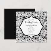 Uitnodiging voor Trendy Black & White Holiday Part (Voorkant / Achterkant)