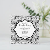 Uitnodiging voor Trendy Black & White Holiday Part (Staand voorkant)