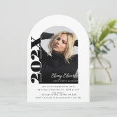 Uitnodiging voor trendy boogfoto-Afstuderen (Staand voorkant)