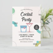 Uitnodiging voor trendy cocktailparty (Staand voorkant)