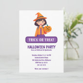 Uitnodiging voor 'Trick or Treat' voor klein meisj (Staand voorkant)