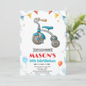 Uitnodiging voor tricycle verjaardagsfeestje (Staand voorkant)
