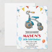 Uitnodiging voor tricycle verjaardagsfeestje (Voorkant / Achterkant)