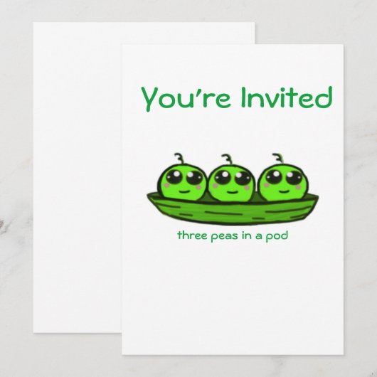 Uitnodiging voor triplet Baby shower (Voorkant / Achterkant)