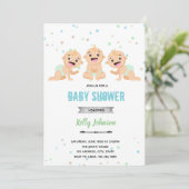 Uitnodiging voor triplet baby shower (Staand voorkant)