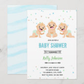 Uitnodiging voor triplet baby shower (Voorkant / Achterkant)