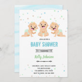 Uitnodiging voor triplet babyfeest (Voorkant / Achterkant)