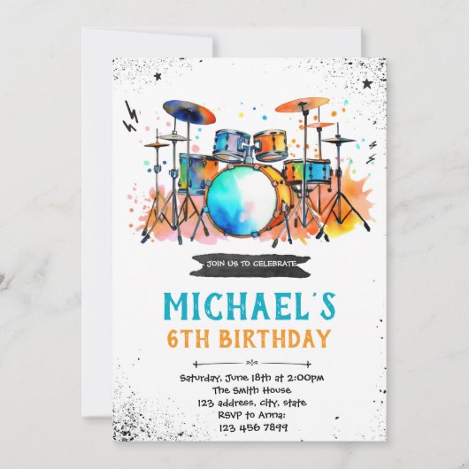 Uitnodiging voor trommelfeest (Voorkant)