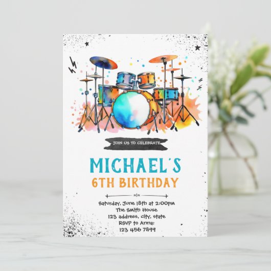 Uitnodiging voor trommelfeest (Staand voorkant)