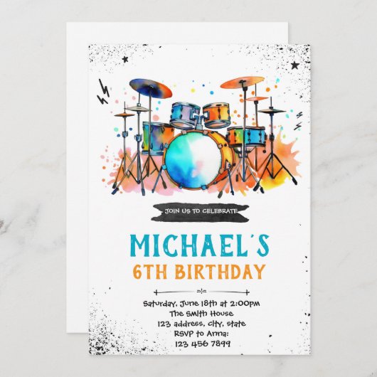 Uitnodiging voor trommelfeest (Voorkant / Achterkant)