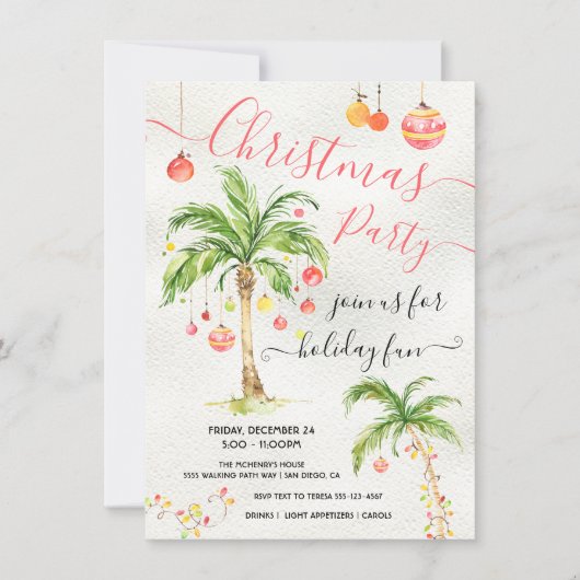Uitnodiging voor Tropical Beach Island - kerstfees (Voorkant)