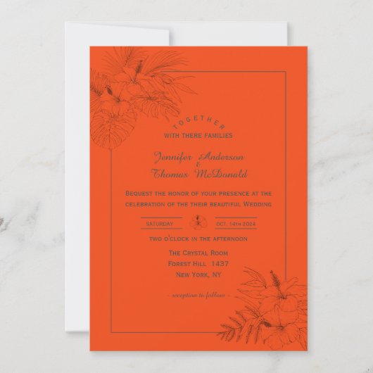 Uitnodiging voor Tropical Beache Boho Summer Wedde (Voorkant)