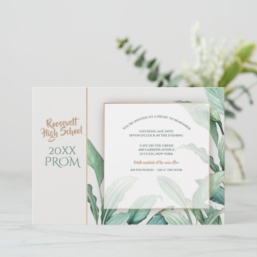 Uitnodiging voor Tropical Fronds Prom (Staand voorkant)