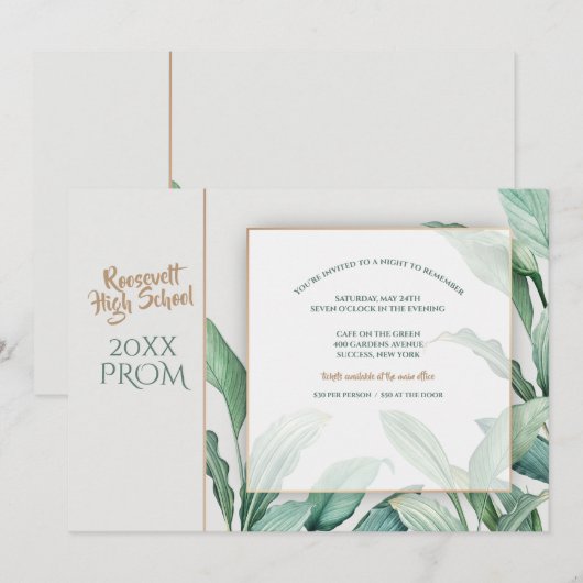 Uitnodiging voor Tropical Fronds Prom (Voorkant / Achterkant)