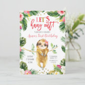 Uitnodiging voor Tropical Girl Sloth (Staand voorkant)