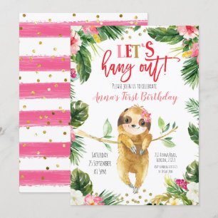 Uitnodiging voor Tropical Girl Sloth