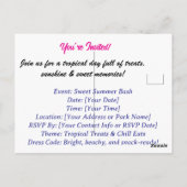 Uitnodiging voor Tropical Treats Party – Sweet Sum (Achterkant)