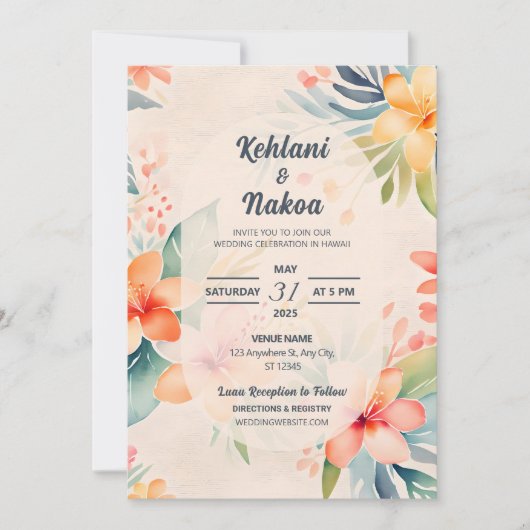 Uitnodiging voor Tropical Wedding (Voorkant)