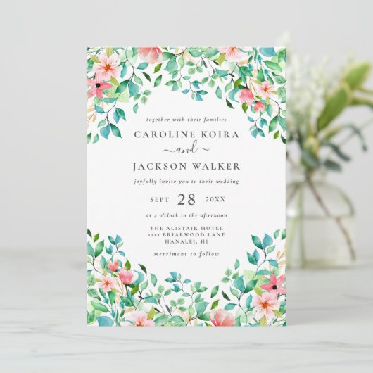 Uitnodiging voor Tropical Wedding (Staand voorkant)