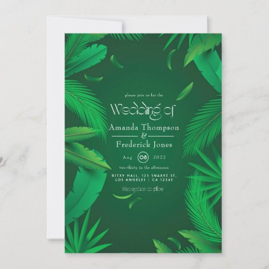 Uitnodiging voor Tropical Wedding (Voorkant)
