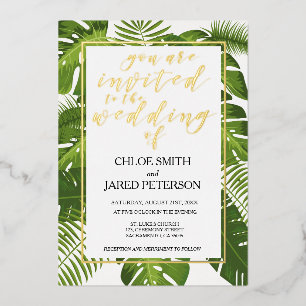 Uitnodiging voor Tropical Wedding Gold Classy