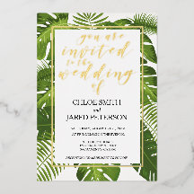 Uitnodiging voor Tropical Wedding Gold Classy