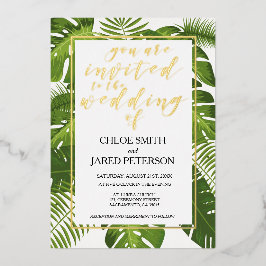 Uitnodiging voor Tropical Wedding Gold Classy