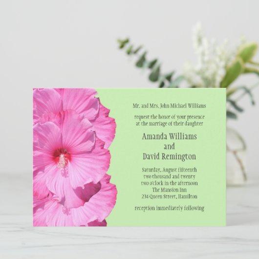 Uitnodiging voor Tropical Wedding (groen) (Staand voorkant)