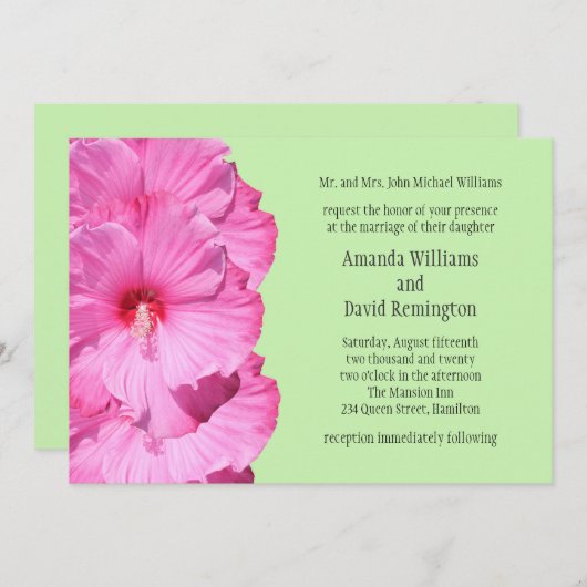 Uitnodiging voor Tropical Wedding (groen) (Voorkant / Achterkant)