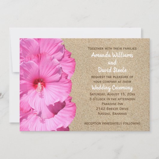 Uitnodiging voor Tropical Wedding (strandzand) (Voorkant)