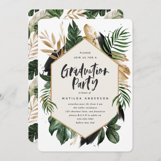 uitnodiging voor tropisch afstuderen (Voorkant / Achterkant)