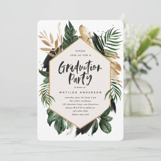 uitnodiging voor tropisch afstuderen (Staand voorkant)