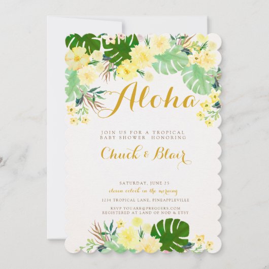 Uitnodiging voor tropisch Baby shower (Voorkant)
