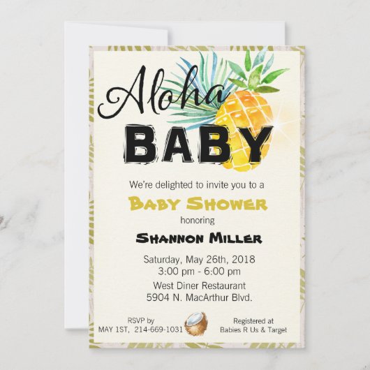 Uitnodiging voor tropisch Baby shower (Voorkant)