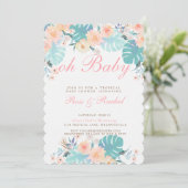 Uitnodiging voor tropisch Baby shower (Staand voorkant)