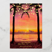 Uitnodiging voor Tropisch Beach Summer Sunset Wedd (Voorkant)